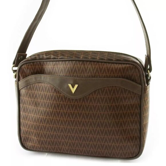 MARIO VALENTINO shoulder bag V mark beige PVC ?~ leather Authentic Used T19698